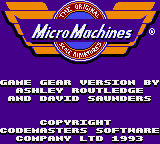 Micro Machines title screen for Sega Game Gear